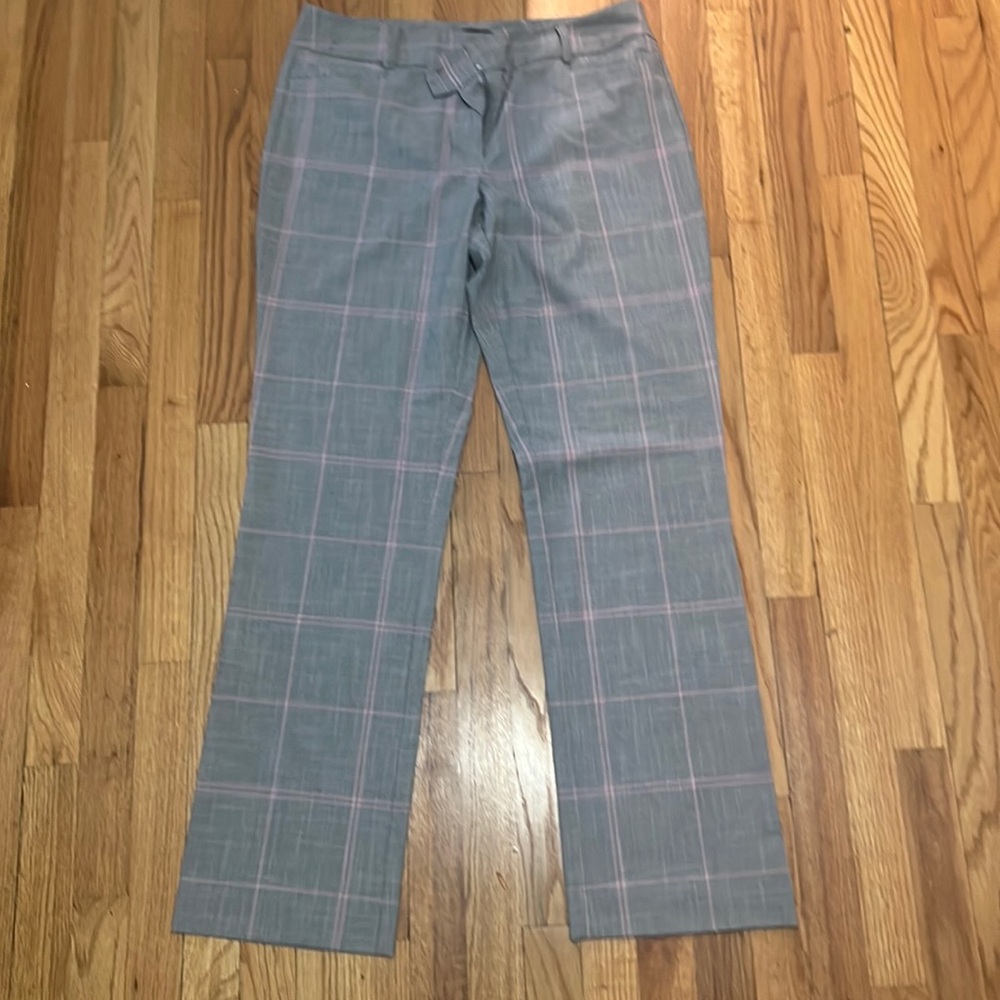 Dress pants.  14 Tall.  Ny & co.  Pink and gray plaid.